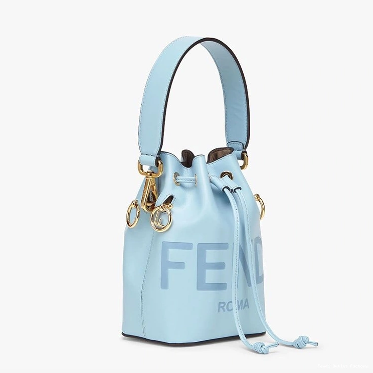 Cheap HOT Leather Bucket Sky Mon Logo Bag Calf Tresor Fendi In Mini Blue ROMA 0707